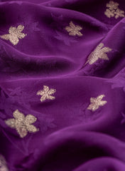 Pure Viscose Satin Purple Color With Jacquard Butti Dyed Fabric