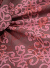 Pure Cotton Cambric Dark Mauve Color Geometrical Pattern Dabu Hand Block Print Fabric.