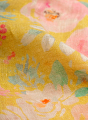 Pure Linen Light Green Color Floral Digital Print Fabric.