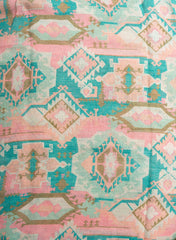 Pure Linen Light Pink Color Traditional Digital Print Fabric.
