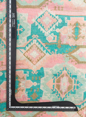 Pure Linen Light Pink Color Traditional Digital Print Fabric.