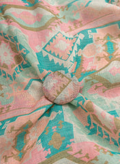 Pure Linen Light Pink Color Traditional Digital Print Fabric.