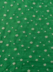 Pure Viscose Satin Emerald Green Color With Jacquard Butti Dyed Fabric