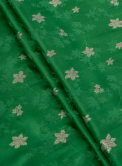 Pure Viscose Satin Emerald Green Color With Jacquard Butti Dyed Fabric