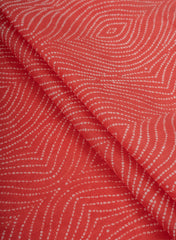 Cotton Mulmul Amaranth Red Color Bandhani Pattern Screen Print Fabric.