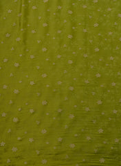 Pure Viscose Satin Olive Green Color With Jacquard Butti Dyed Fabric