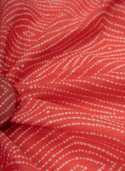 Cotton Mulmul Amaranth Red Color Bandhani Pattern Screen Print Fabric.