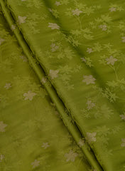 Pure Viscose Satin Olive Green Color With Jacquard Butti Dyed Fabric