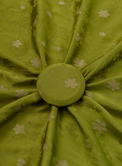 Pure Viscose Satin Olive Green Color With Jacquard Butti Dyed Fabric
