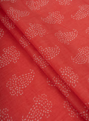 Cotton Mulmul Amaranth Red Color Paisley Pattern Screen Print Fabric.