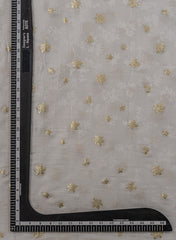 Pure Viscose Satin White Color With Jacquard Butti Dyed Fabric