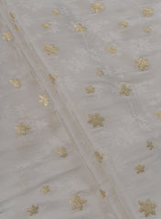 Pure Viscose Satin White Color With Jacquard Butti Dyed Fabric