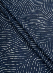 Cotton Mulmul Navy Blue Color Bandhani Pattern Screen Print Fabric.