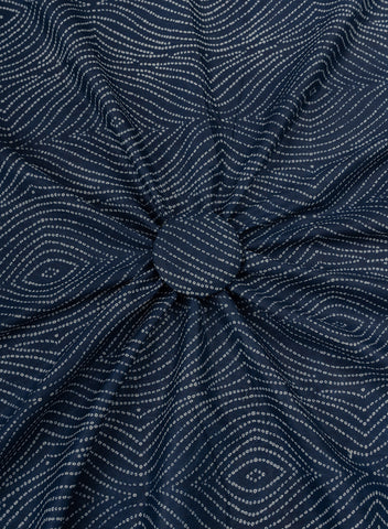 (Pre Cut-2.5 Meter) Cotton Mulmul Navy Blue Color Bandhani Pattern Screen Print Fabric.