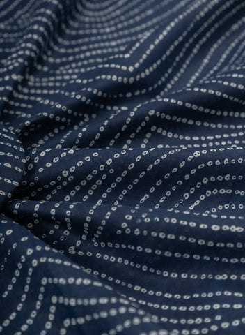 (Pre Cut-2.5 Meter) Cotton Mulmul Navy Blue Color Bandhani Pattern Screen Print Fabric.