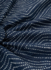 Cotton Mulmul Navy Blue Color Bandhani Pattern Screen Print Fabric.