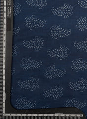 Cotton Mulmul Navy Blue Color Paisley Pattern Screen Print Fabric.