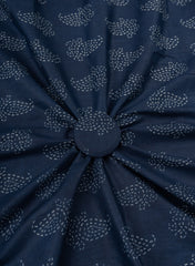 Cotton Mulmul Navy Blue Color Paisley Pattern Screen Print Fabric.