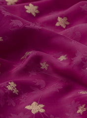 Pure Viscose Satin Magneta Color With Jacquard Butti Dyed Fabric