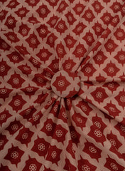 Pure Cotton Cambric Turkey Red Color Geometrical Pattern Dabu Hand Block Print Fabric.