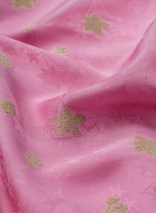 Pure Viscose Satin Baby Pink Color With Jacquard Butti Dyed Fabric