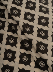 Pure Cotton Cambric Black And Off White Color Geometrical Pattern Dabu Hand Block Print Fabric.