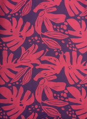 Linen Satin Purple Color Floral Pattern Digital Print Fabric.