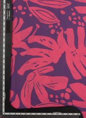 Linen Satin Purple Color Floral Pattern Digital Print Fabric.