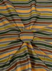 Linen Satin Green Color Strips Pattern Digital Print Fabric.