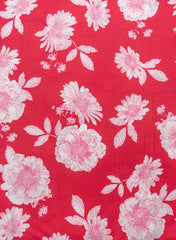 Pure Cotton Cambric Mix And Match Red Color Floral Block Print Fabric.