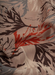 Linen Satin Beige Color Floral Pattern Digital Print Fabric.