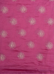 Mul Chanderi Light Wine Color Floral Pattern Embroidery Fabric.