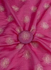 Mul Chanderi Light Wine Color Floral Pattern Embroidery Fabric.