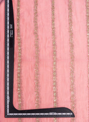 Mul Chanderi light Pink Color Traditional Pattern Embroidery Fabric.