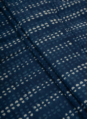 Pure Cotton Cambric Indigo Color Dotted Lines Pattern Dabu Hand Block Print Fabric.