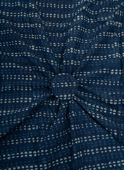 Pure Cotton Cambric Indigo Color Dotted Lines Pattern Dabu Hand Block Print Fabric.