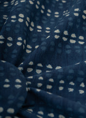 Pure Cotton Cambric Indigo Color Dotted Lines Pattern Dabu Hand Block Print Fabric.