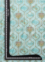 Pure Muslin Sky Blue Color With Sequins Embroidery Fabric