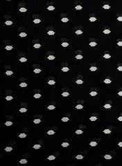 Mul Chanderi Black Color Ikat Pattern Thread Butti Embroidery Fabric.