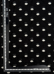 Mul Chanderi Black Color Ikat Pattern Thread Butti Embroidery Fabric.