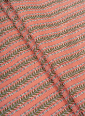 Pure Cotton Cambric Rose Pink Color Strips Pattern Screen Print Fabric.