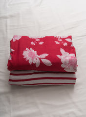 Pure Cotton Cambric Mix And Match Red Color Floral Block Print Fabric.