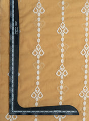 Mul Chanderi Brown Camel Color Ikat Pattern Thread Embroidery Fabric.
