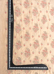 Pure Dola Silk Cream Color Floral Zari Work Embroidery Fabric.