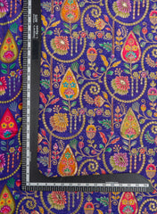 Pure Crepe Royal Blue Color position Pattern Sequins Embroidery fabric.