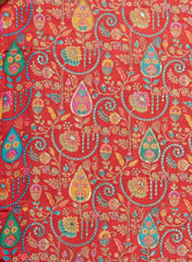 Pure Crepe Amarnathe Red Color position Pattern Sequins Embroidery fabric.
