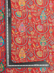 Pure Crepe Amarnathe Red Color position Pattern Sequins Embroidery fabric.