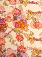 Pure Organza Cream Color Floral Digital Print  Fabric