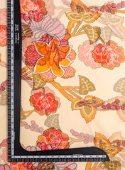 Pure Organza Cream Color Floral Digital Print  Fabric