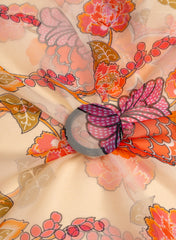 Pure Organza Cream Color Floral Digital Print  Fabric